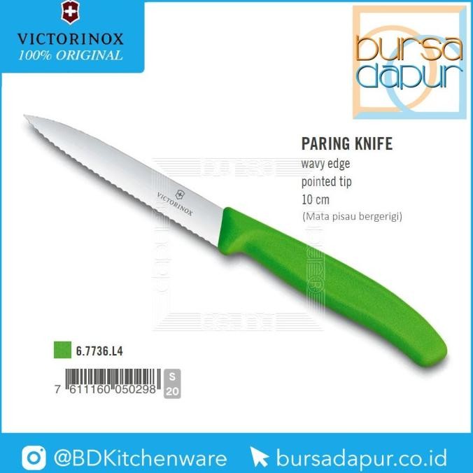 

Berkualitas Pisau Gerigi 6.7736.L4 Victorinox Paring Knife Wavy Edge 10 cm Green