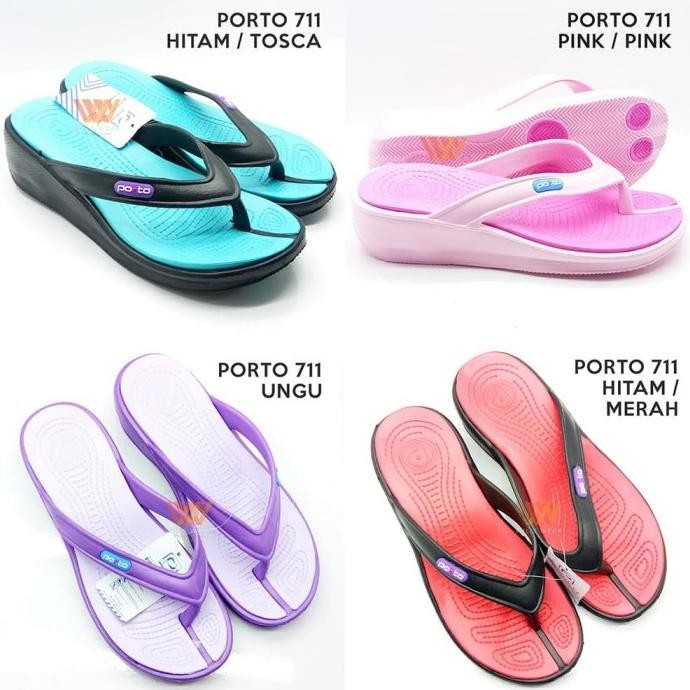 SANDAL JEPIT KARET WANITA / SANDAL WEDGES KARET WANITA PORTO 711