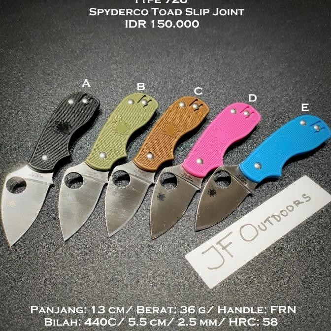 

Berkualitas Pisau EDC Camping Outdoor Spyderco Toad Slip Joint