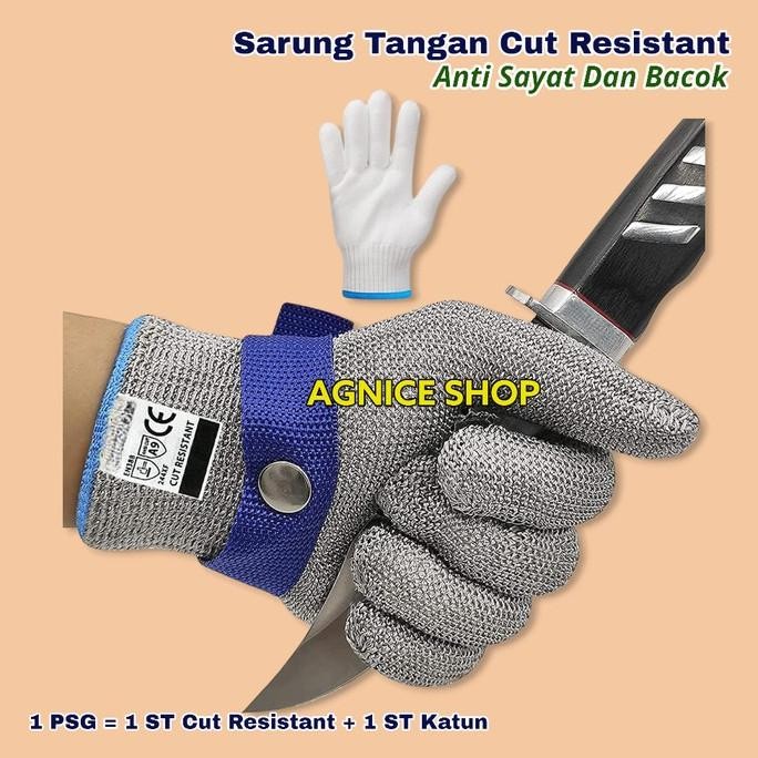 

Berkualitas Sarung tangan Cut Resistent Anti Gores Pisau Bahan Serat Stainless