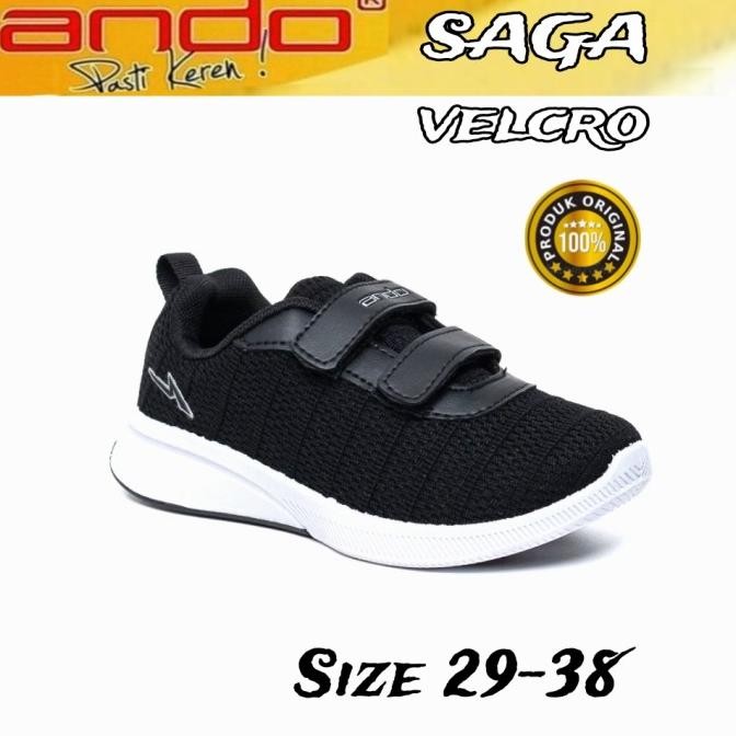 ANDO SEPATU SEKOLAH ANAK CEWEK COWOK HITAM PUTIH KRETEKAN ORIGINAL