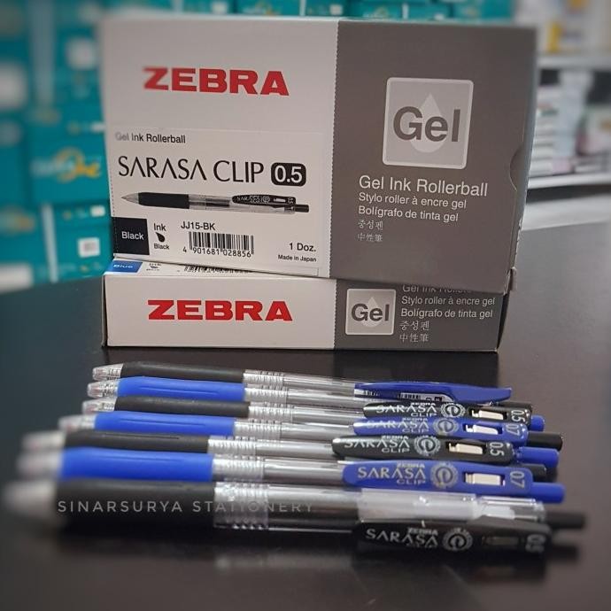 

TERLARIS - Pulpen / Pen Sarasa Zebra 0.5 clip gell Hitam Biru per 12pcs