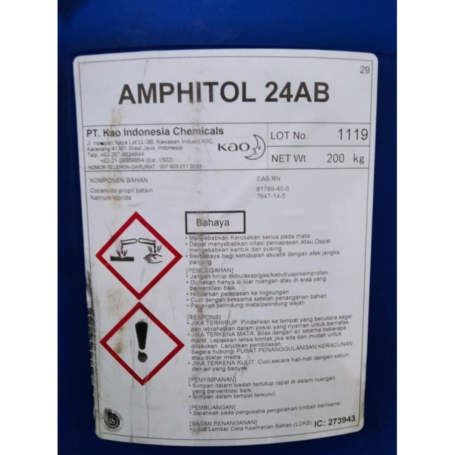 

TERSEDIA FOAM BOOSTER AMPHITOL 24AB/ CAPB/ COCOAMYDO PROPYL BETAINE 1DRUM