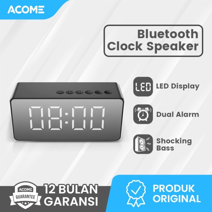 TERLARIS Acome A5 Speaker Bluetooth 5.0 Jam Alarm LED Display Ultra Bass - A17