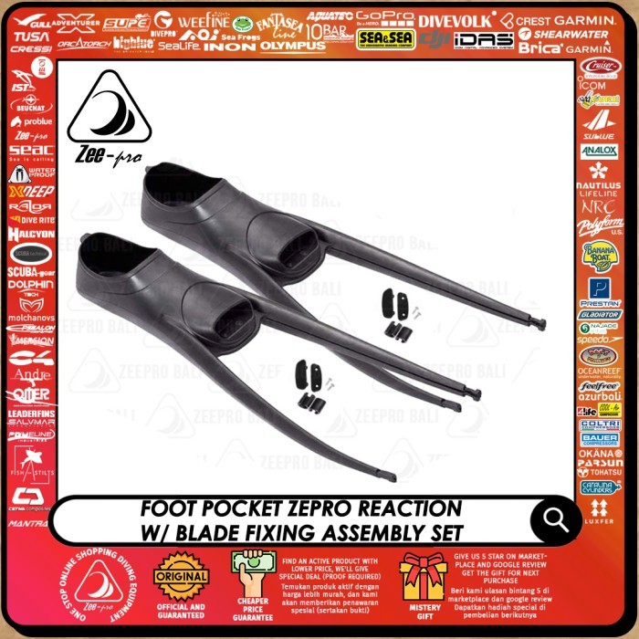 Foot pocket Long Fins Zeepro Reaction Freediving Salvimar W/ Blade Fix