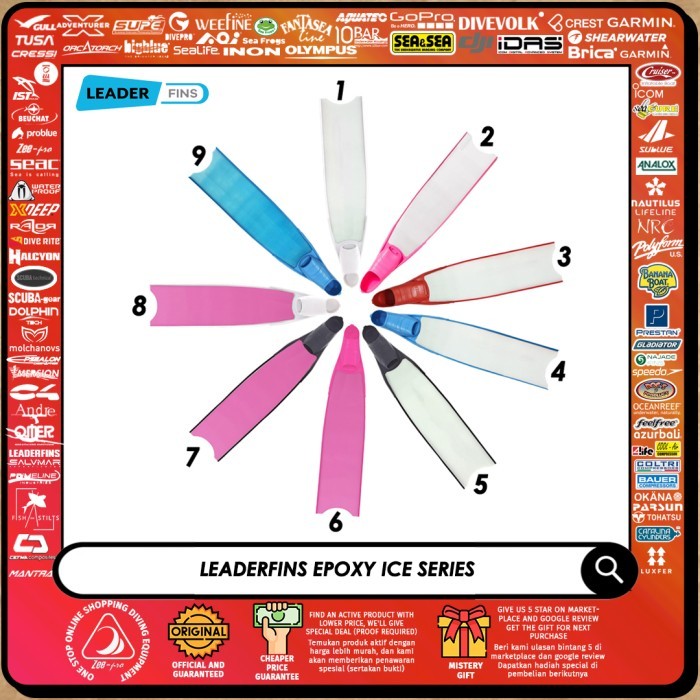 Long fins Freediving Leaderfins Epoxy Ice Fiberglass Forza Footpocket