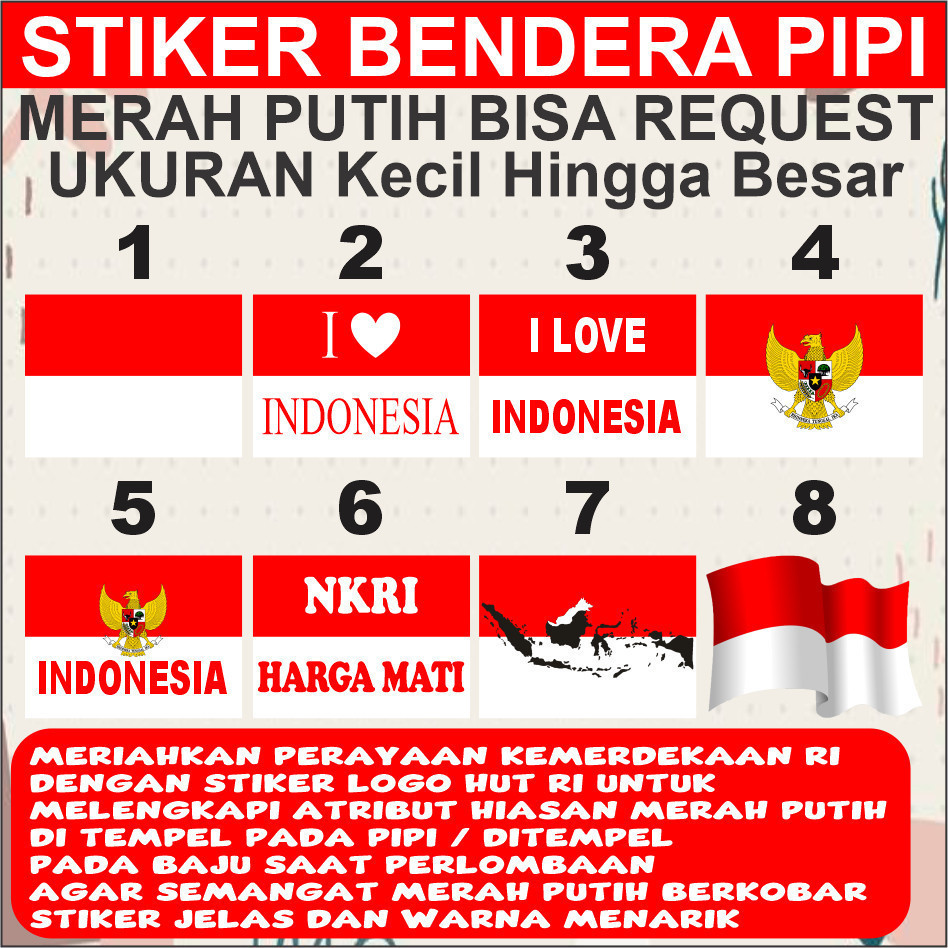 

Stiker Pipi Sticker Bendera Merah Putih Indonesia NKRI