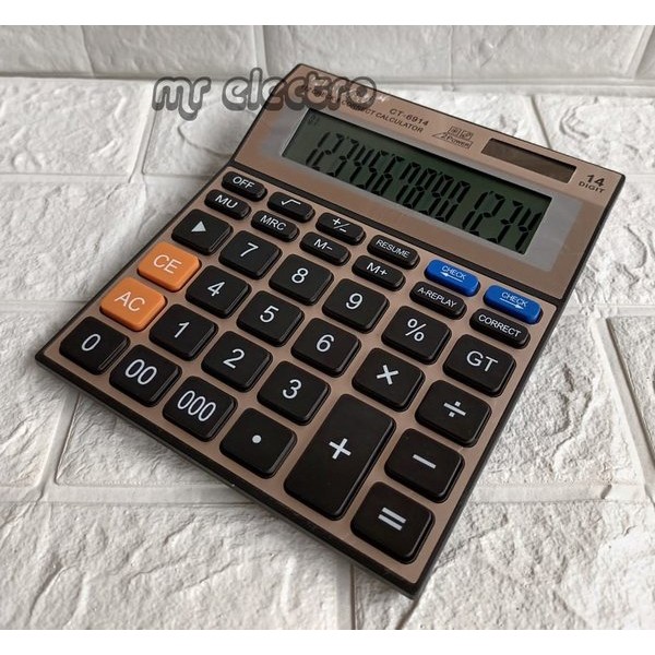 

Terlaris Kalkulator Ct 6914 - 14 Digit - Check And Correct - Layar Besar - Kalkulator Meja Dagang -