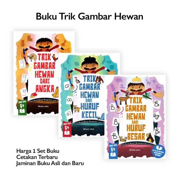 

HOT SALE! Buku Trik Gambar Hewan dari Huruf Besar Kecil Angka Menggambar Wafiq