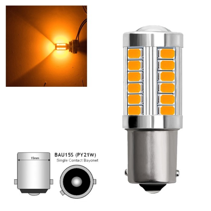 LAMPU LED 1156 BA15D 33 TITIK LAMPU SIGN SEIN MOBIL LAMPU MUNDUR MOBIL - BAU15S Kuning