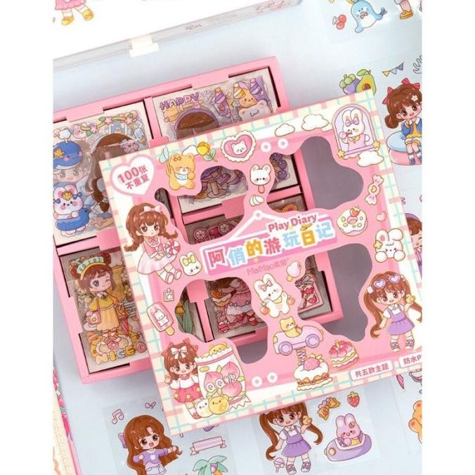 

pui Stiker 100 Lembar Tema Perempuan Sticker Anak Tumblr Viral Lucu Cute