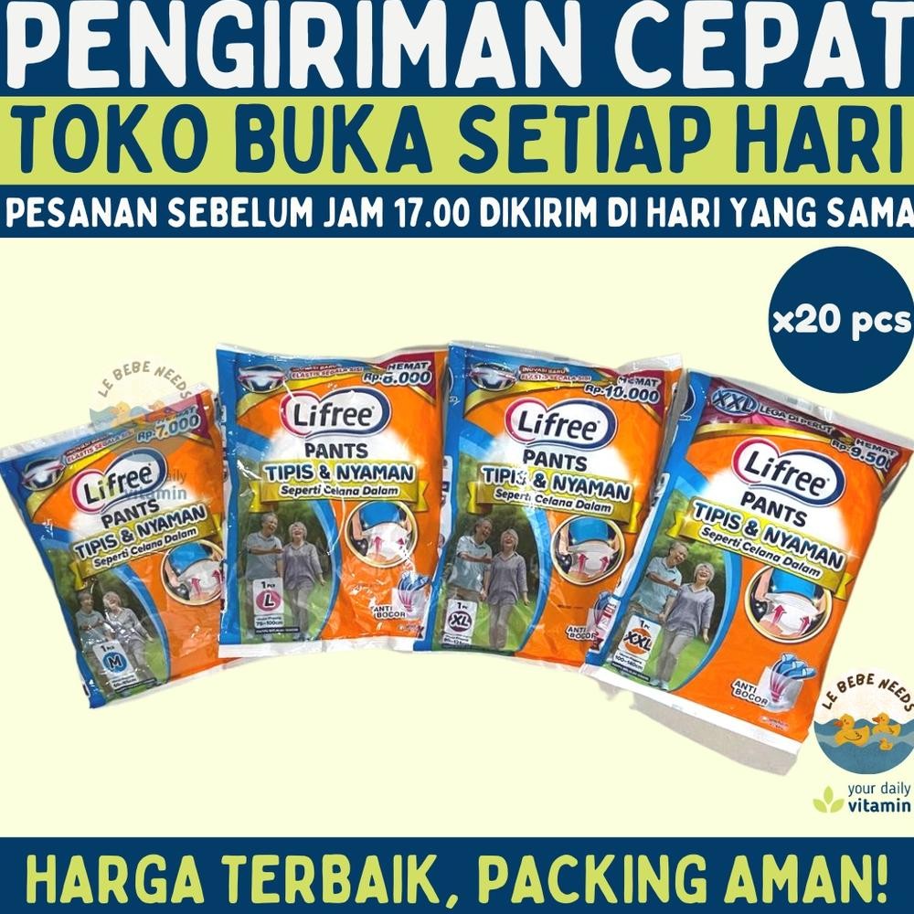 Pampers Baby Hapy Popok Celana Dewasa Isi 20 Pcs - Lifree Pants 20 Pcs Lifree Sachet Renceng 20Pcs S