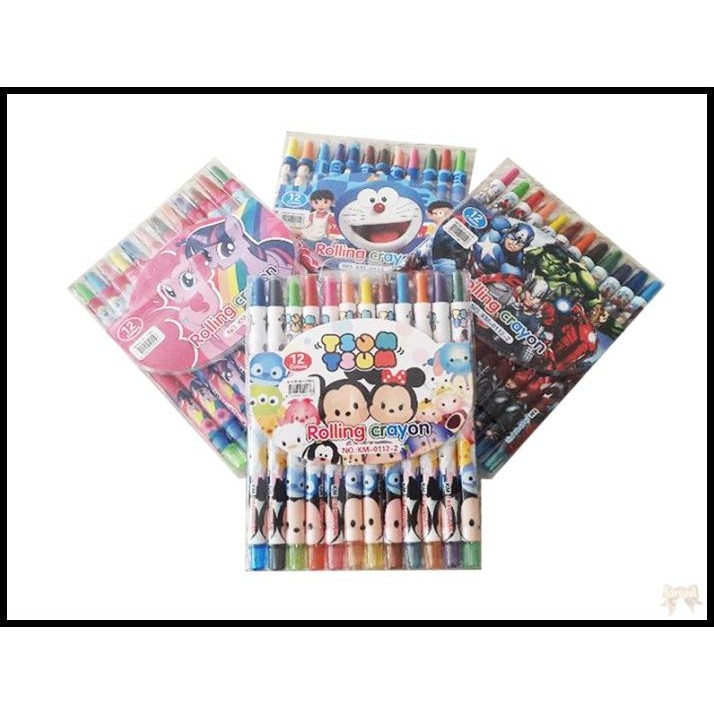 

Rolling Crayon Panjang 17Cm / 12Pc Krayon Putar Warna Warni Karakter