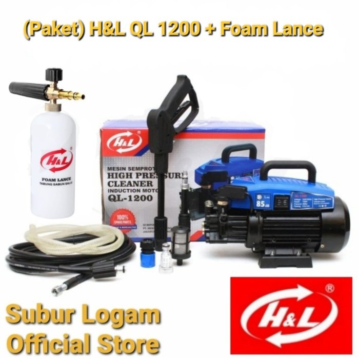 Terbaru (Paket) Ql 1200 + Foam Lance Hl Jet Cleaner Steam Cuci Mobil H&L Hl