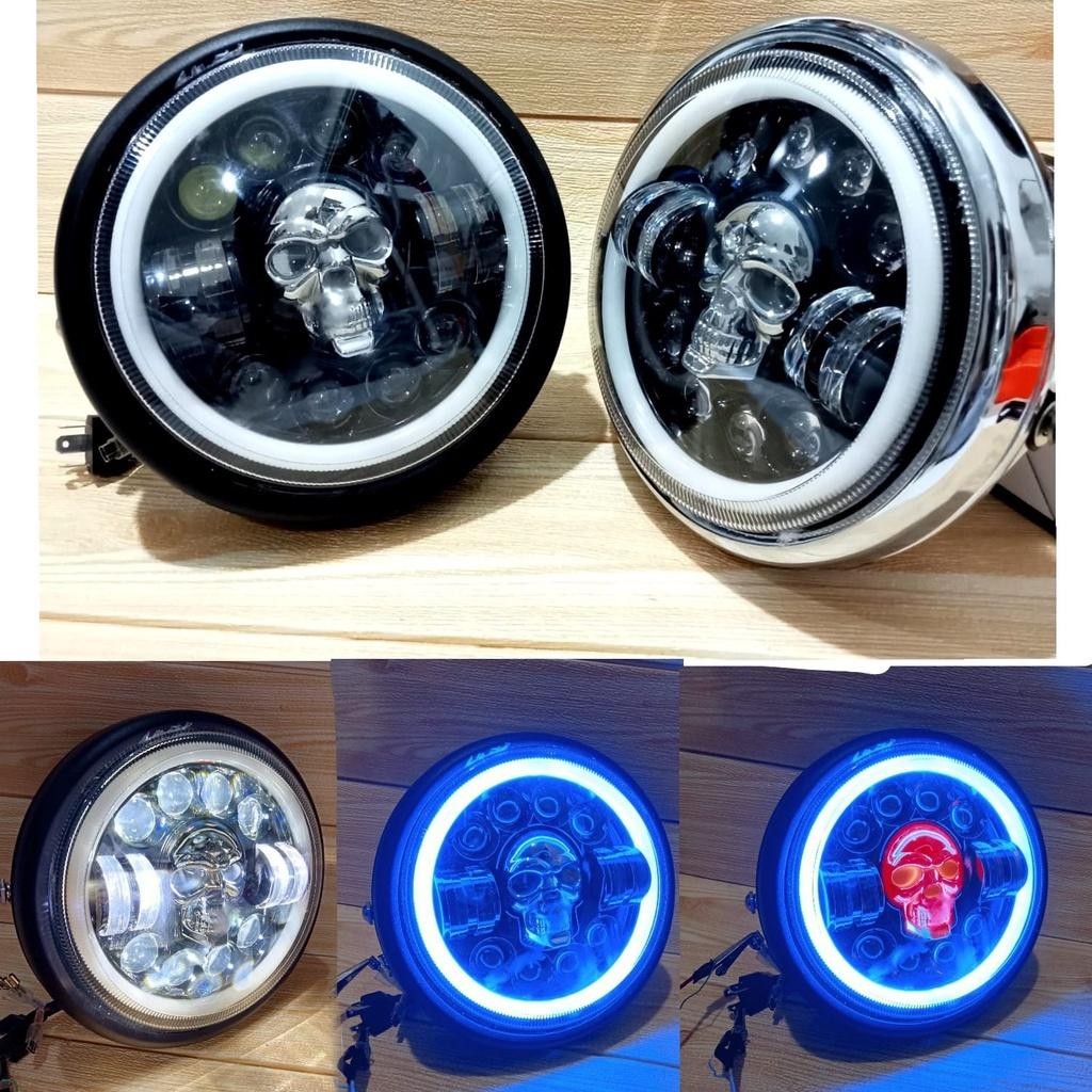Daymaker 7 Inch 12 Led Tengkorak 75 Watt Asli Import Taft Carry Kaatana Ninja
