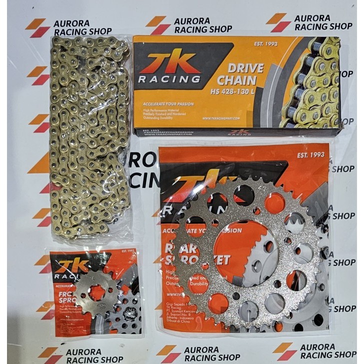 Gear Set Tk 428 Yamaha Byson & Rantai Tk 428 Hs Gold