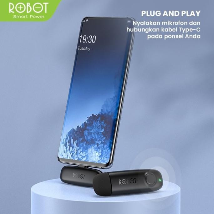 Robot Rs20 Wireless Microphone Bluetooth 5.1 Clip On Jepit Type C