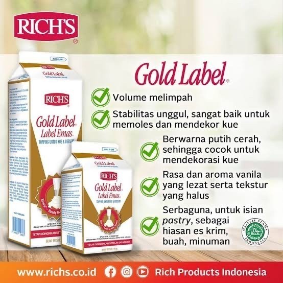 

TERMURAH Richs Gold Label Rich's Whipping Cream 907 gr Kode 96
