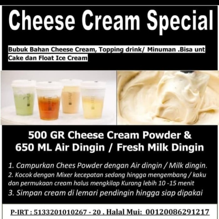 

BERGARANSI bubuk cream cheese premium Kode 679