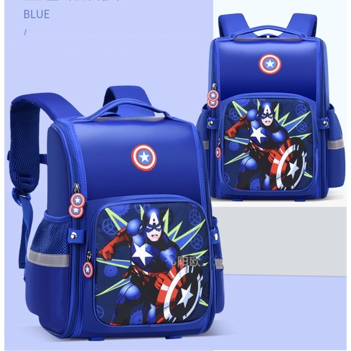 TERBARU WWH16 Tas Anak Sekolah SD Ransel Spiderman Captain Backpack Murah TKM