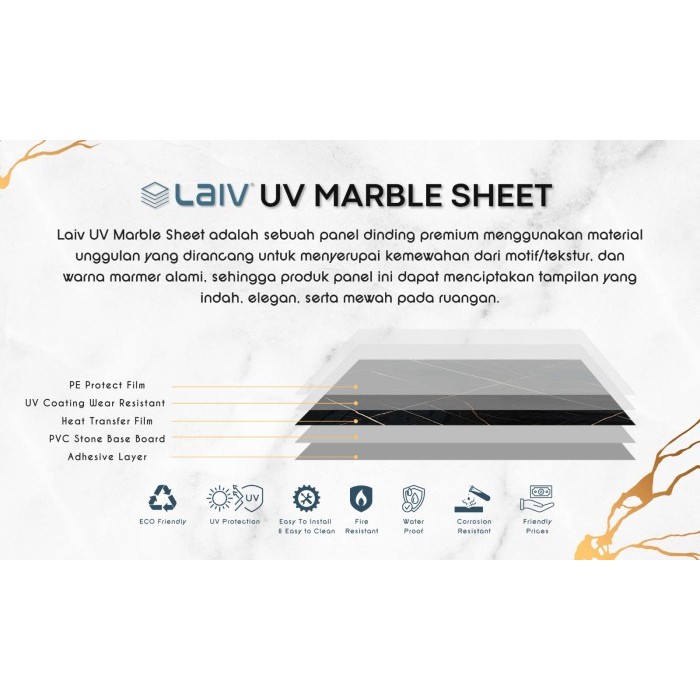 Lai V Upvc Uv Marble Panel / Elegant Uv Marble Sheet / Panel Flat 3Mm Motif Marble Terbaru