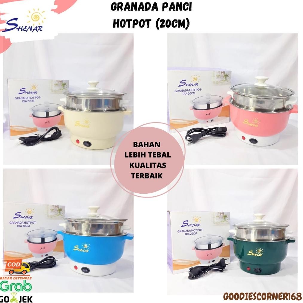 GRANADA DIAMETER 20CM PANCI HOTPOT KUKUSAN STEAMER LISTRIK SERBAGUNA ALAT MASAK MIE MASAK NASI