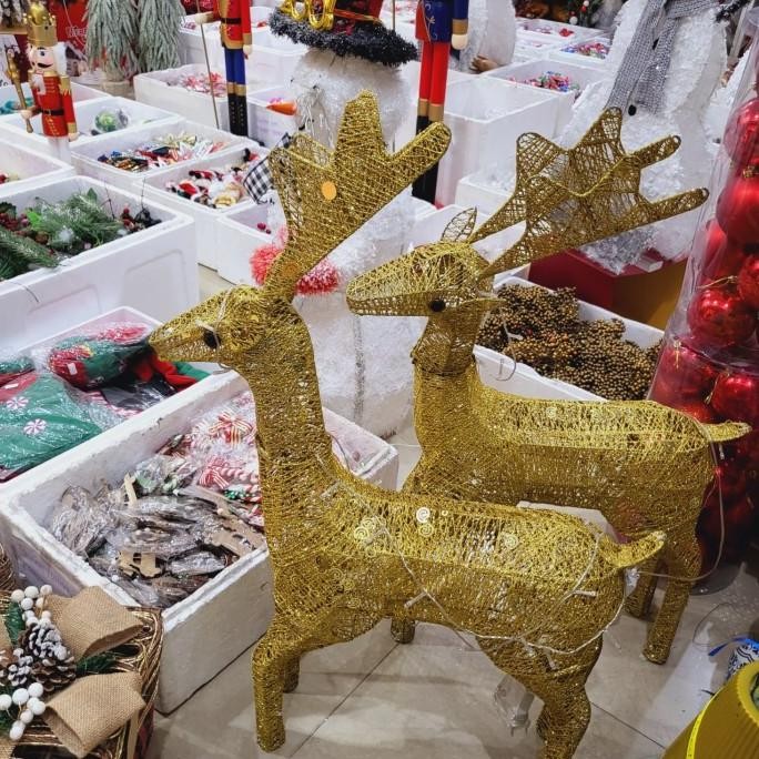 

Sale! Dekorasi Aksesoris Natal Rusa Emas 80 cm LED Besi SJ Store