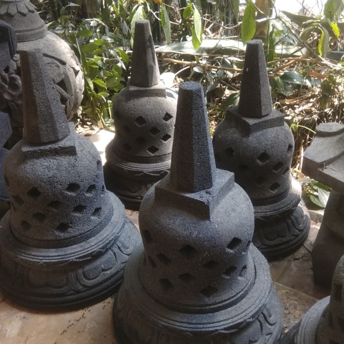 TERBARU Miniatur Stupa Candi Borobudur Batu Gunung Merapi / Candi Ukuran 25cm Kode 5