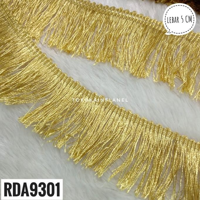 

RDA9301 RENDA RUMBAI / TASEL LEBAR 5CM GOLD (PER ROL 15 YARD) SIAP KIRIM