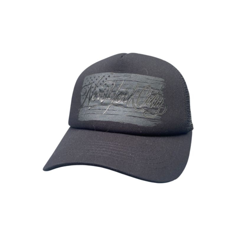 Topi Cap Trucker Coverbrain Newyork Spellout Black OSFA Second Original Murah
