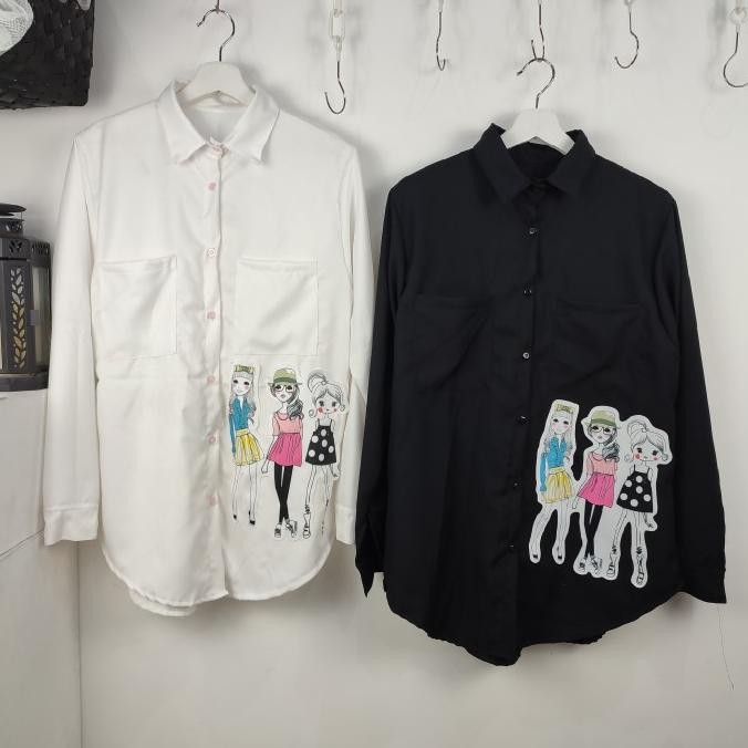 

Sale! Atasan kemeja katun motif 3 GIRLS