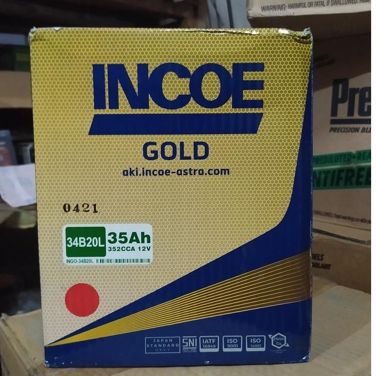 Aki Incoe 34B20L Garansi 6 Bln Original Bawaan Baru Mobil Ayla Agya