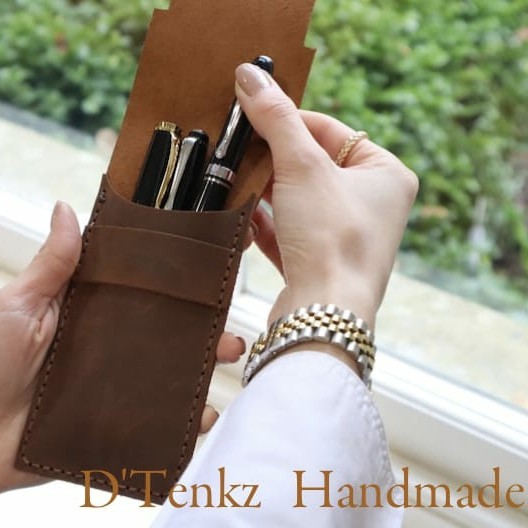 

Pen sleeve tempat pen kulit sapi asli handmade