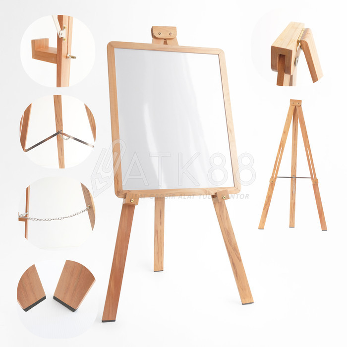 

Easel Stand Kayu Tripod Premium + Papan Tulis Black & White Board Wood