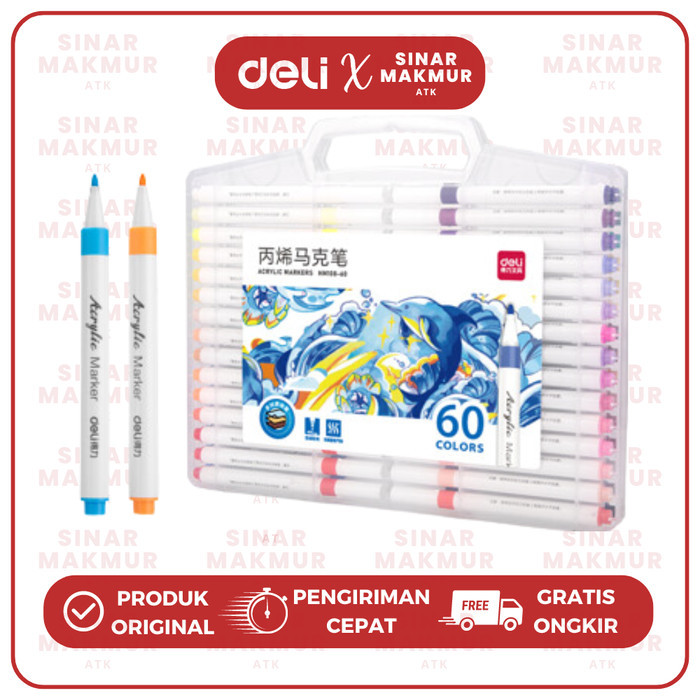 

Spidol Akrilik/Acrylic Marker Bullet Tip 60 Warna Deli HM108-60 (Set)