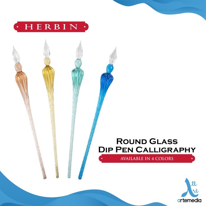 

Pena Celup Kaca Kaligrafi Herbin Round Glass Dip Pen Calligraphy