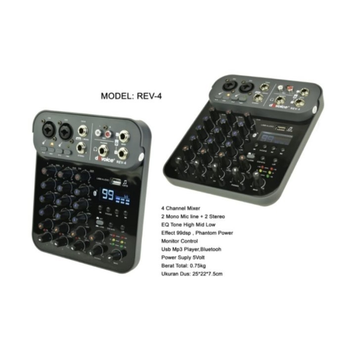 Mixer Audio Dbvoice Rev 4 4 Channel Usb Bluetooth Dsp Efek Vokal