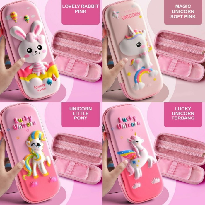 

HOT SALE! Kotak pensil unicorn 3D timbul tempat pensil anak perempuan Kelinci