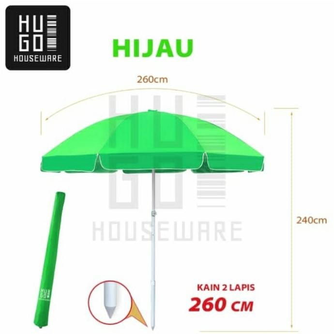 Payung Jualan Tenda Payung bulat 260cm 2 lapis, jumbo anti Uv KAR