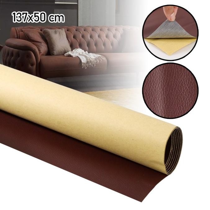 Ready Kain Kulit Sintetis PU Leather Stiker Tambal Kursi Sofa Retak Bolong