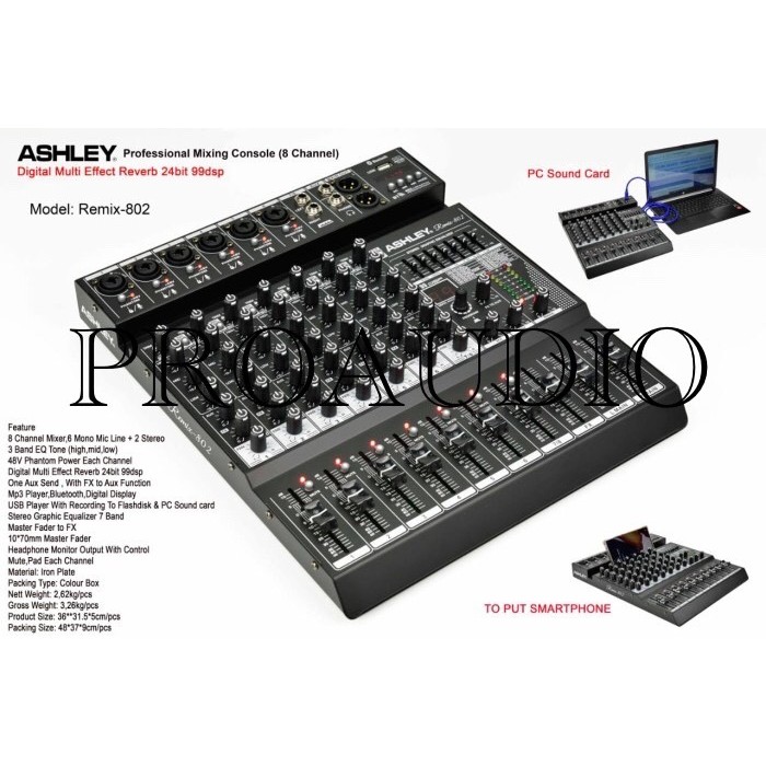 Mixer Audio Ashley 8 Channel Remix 802 / Remix802 / Remix - 802 Original