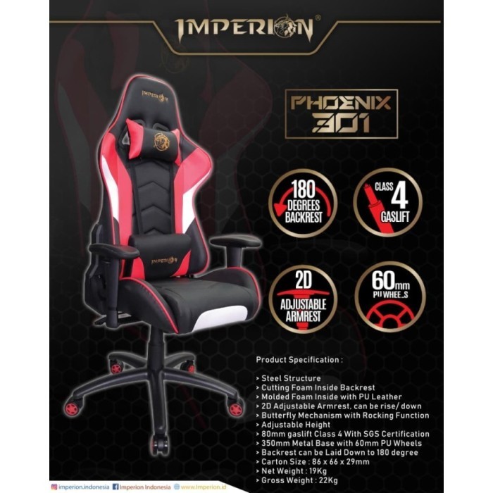 Gaming Chair / Kursi Gaming Imperion Phoenix 301- khusus medan
