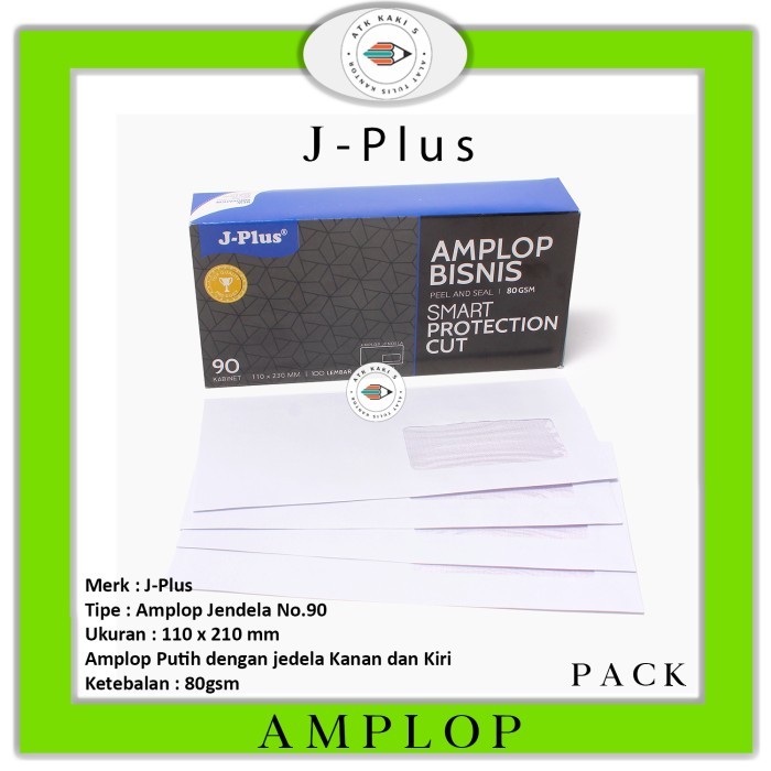 

Sale Amplop Putih Jendela Kiri & Kanan No.90 / 80G Jplus Biru [ 1 Pack ]