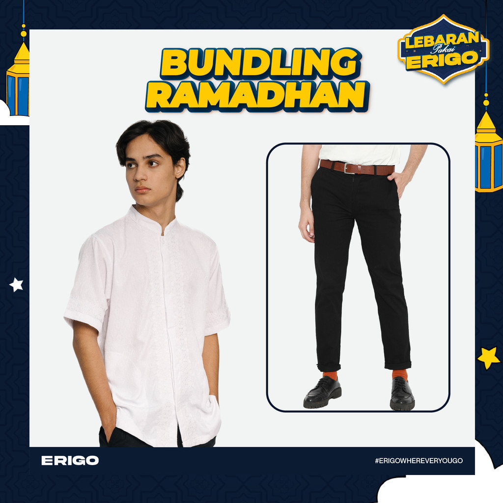 Erigo Chino Pants & Koko Short Bundling H | Chino Sirius Black, Koko Ghifari White