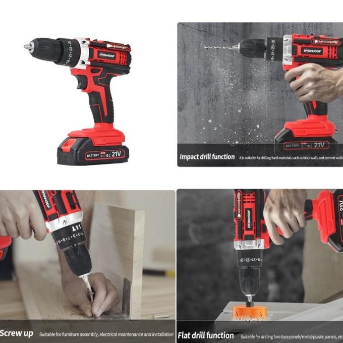 Ironhoof Bor Listrik Mesin Bor Baterai 24V Bor Tanpa Kabel