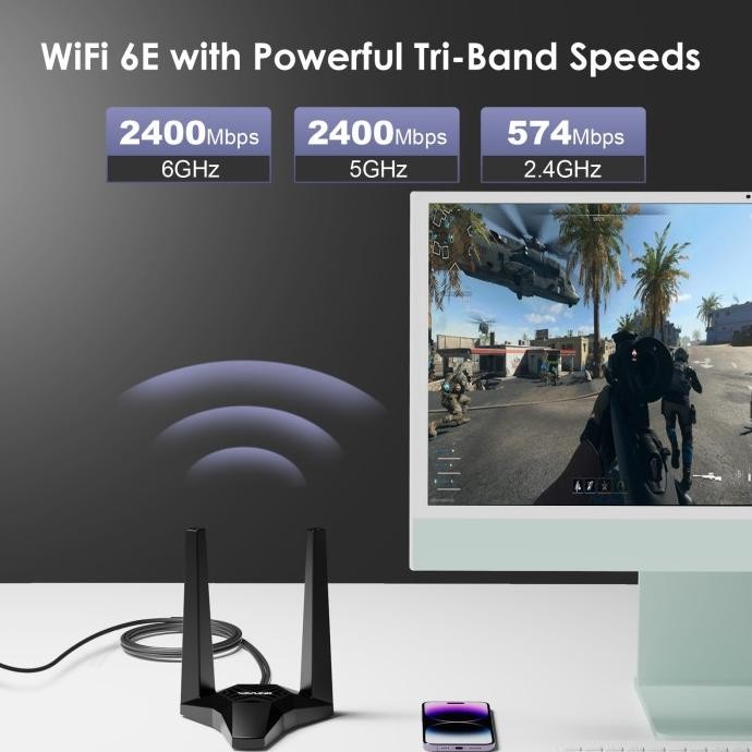 Wavlink baru Bluetooth 5.3 Tri-Band AX5400M WiFi 6E Kartu Jaringa PCIe