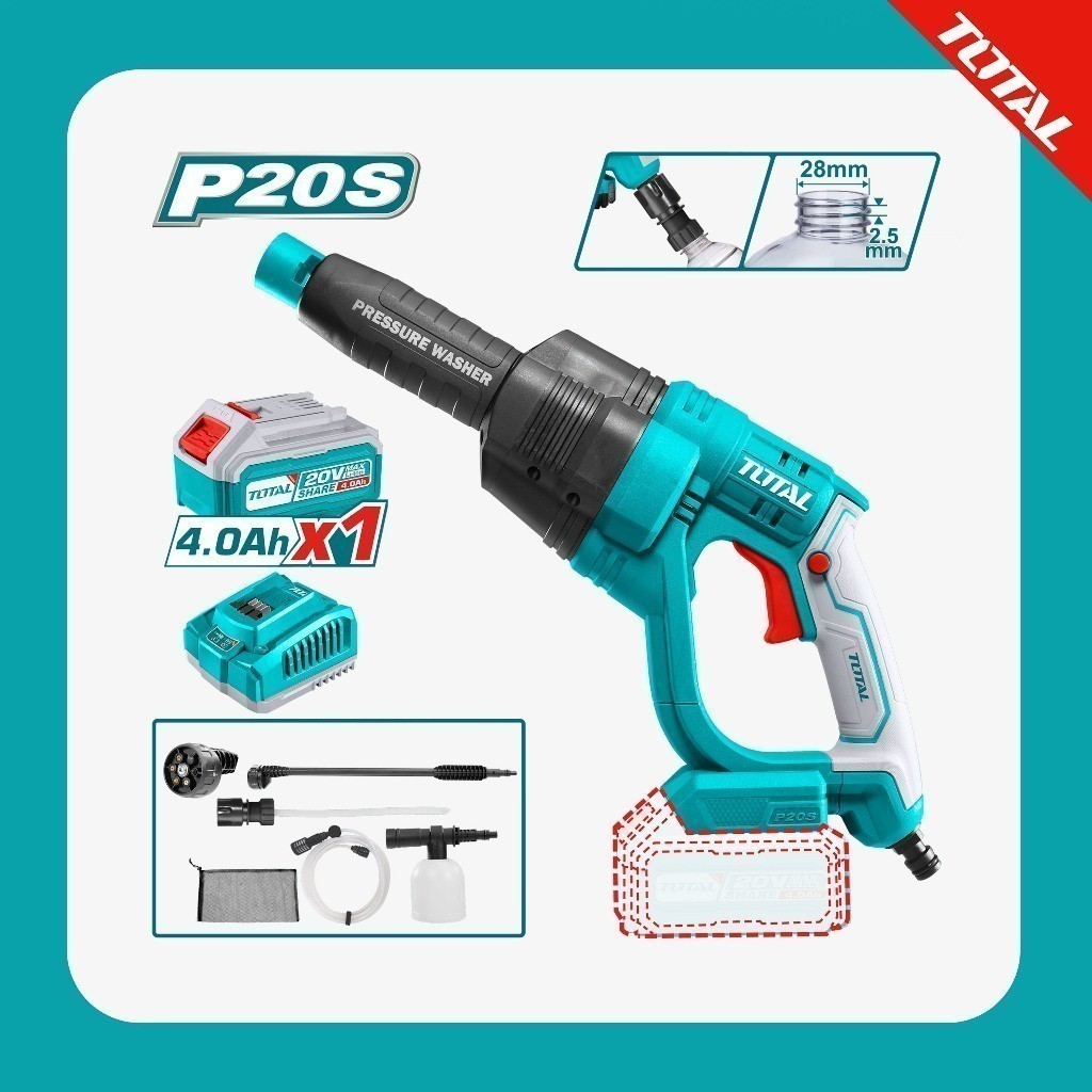 TOTAL Mesin Semprot Baterai / Lithium Ion Pressure Washer TPWLI20084