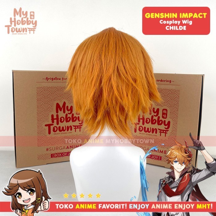 BISA SPK Wig Cosplay Anime Game Childe taglia Rambut Palsu Fatui