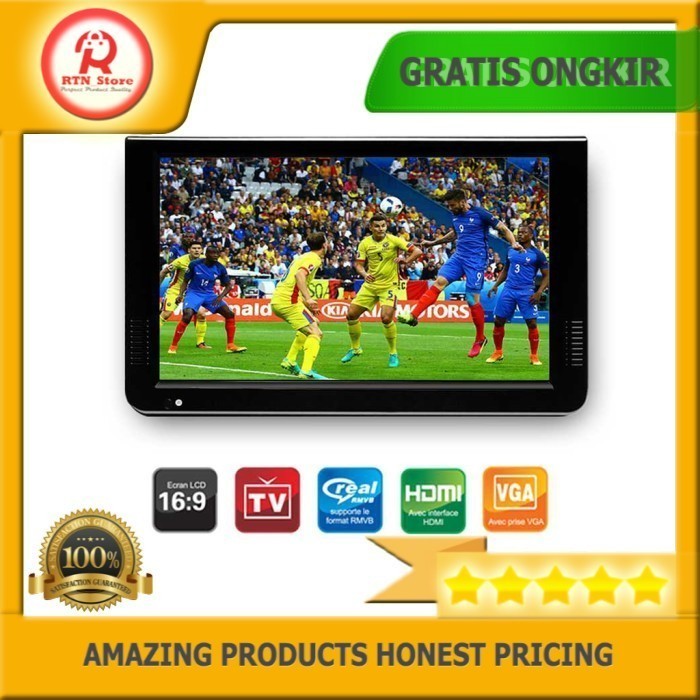 Portable TV D10 Monitor 10 Inch DVB-T2 + Analog HDMI Mini-VGA RCA Aux