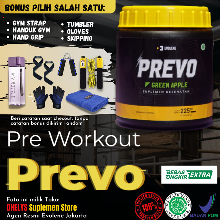 Pre Workout Evolene Prevo 225 Gr 45 Sachet Bpom Halal Bukan The Curse Terpercaya